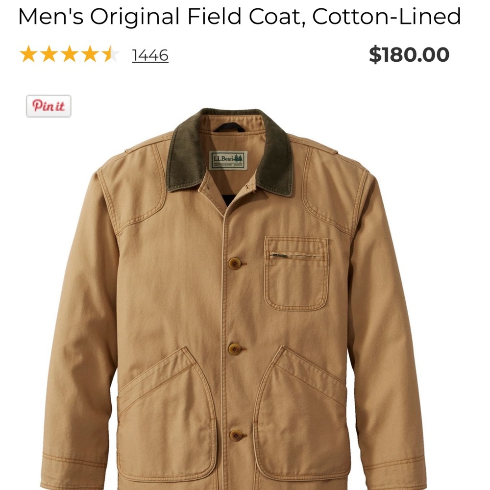 L.L. Bean Men's Khaki Field Jacket with Olive Accents
